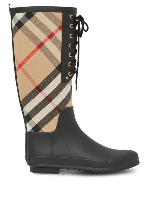 burberry check panel wide calf rain boots|net a porter Burberry rain boots.